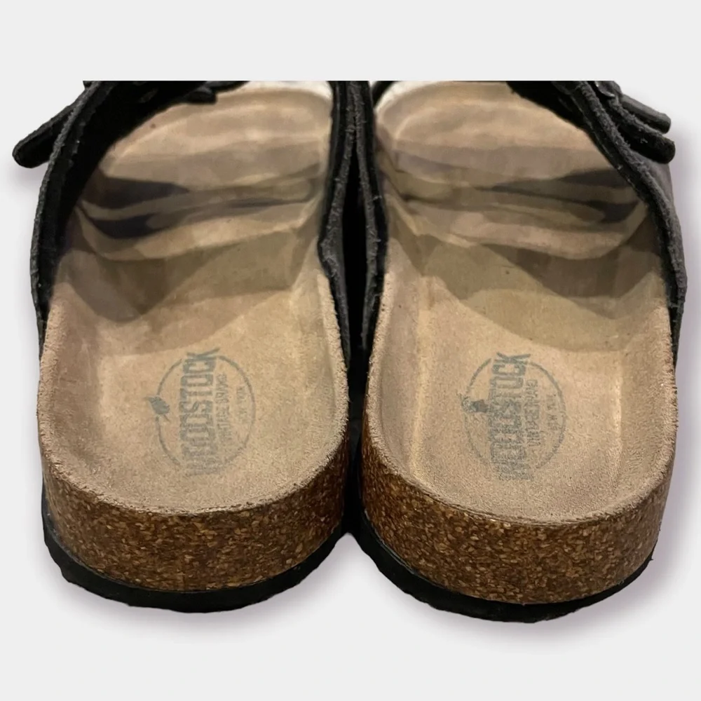 Woodstock Bert Slides Sandals Gray Leather Size 9 Vintage Brand New York